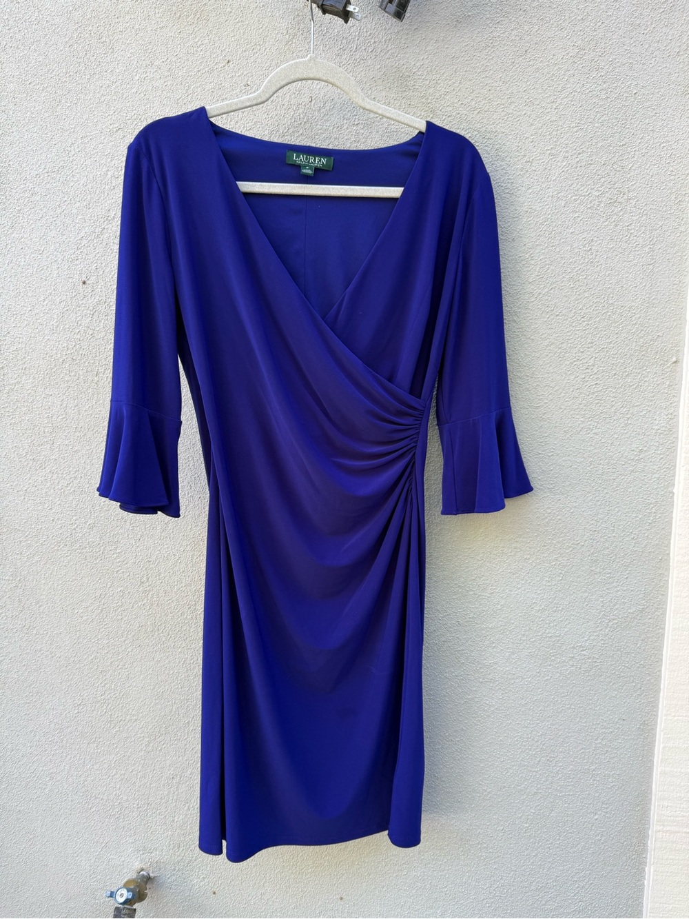 Lauren Ralph Lauren Women’s Dress Shirred Bell Sleeve Dress Royal Blue Size 8